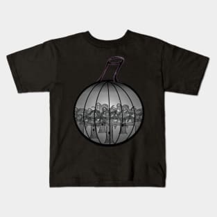 Spooky Forest Pumpkin Pattern (Black) Kids T-Shirt